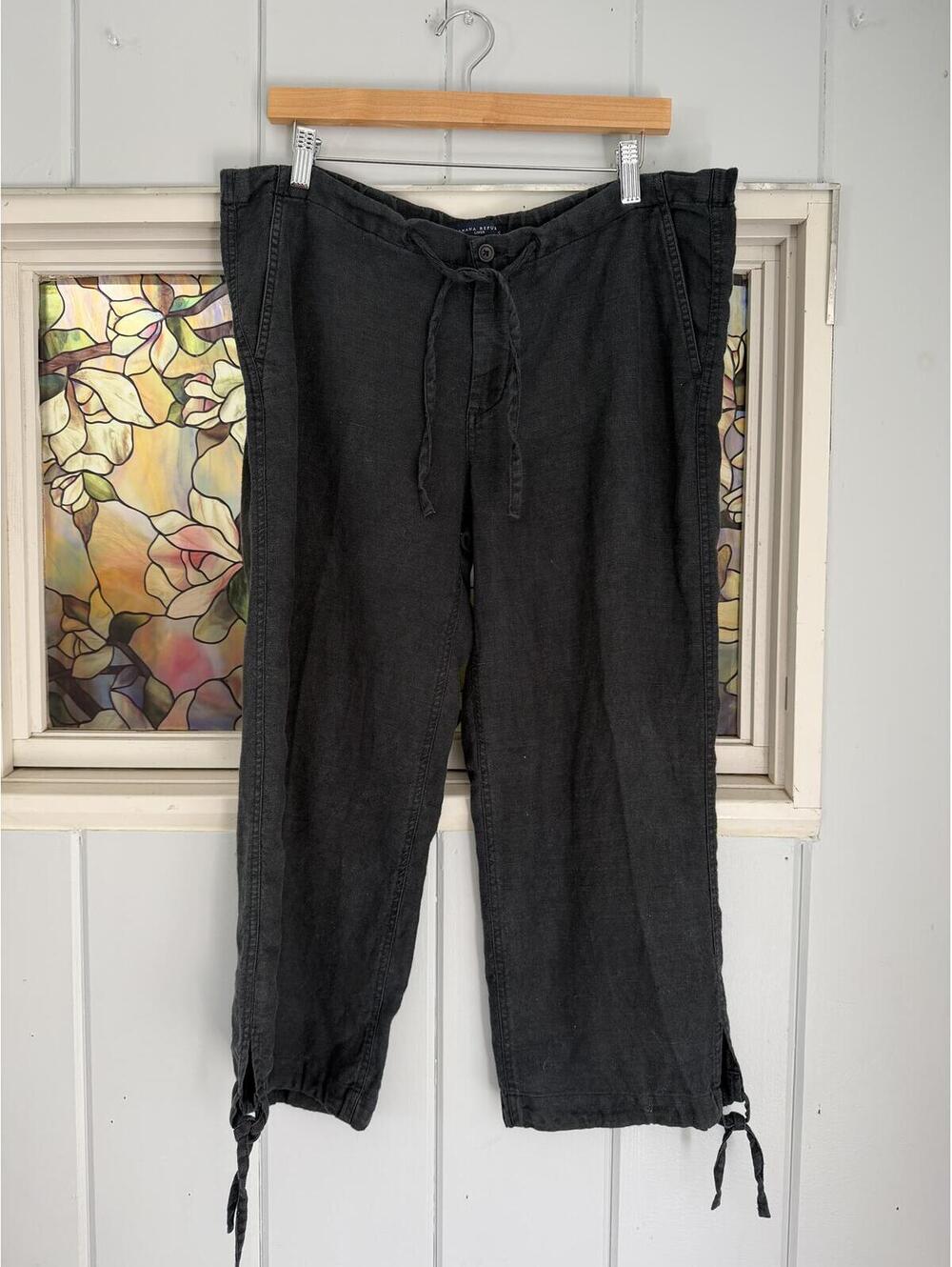 Banana Republic dark grey black Linen cropped Pants Size 8